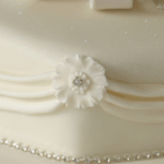 Iced bow & drape single tier wedding cakes derby nottingham london