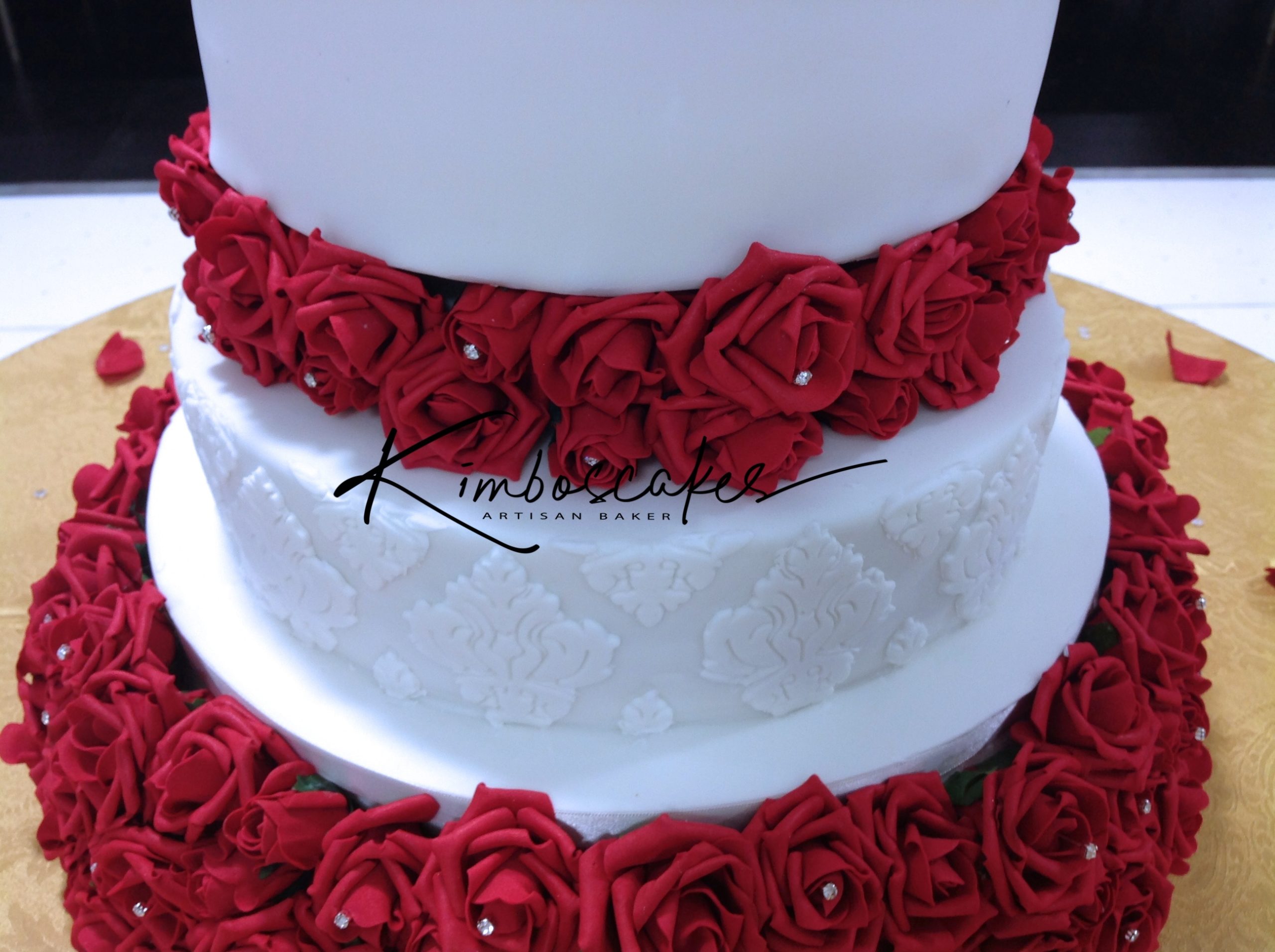 Rose Bed Wedding Cake